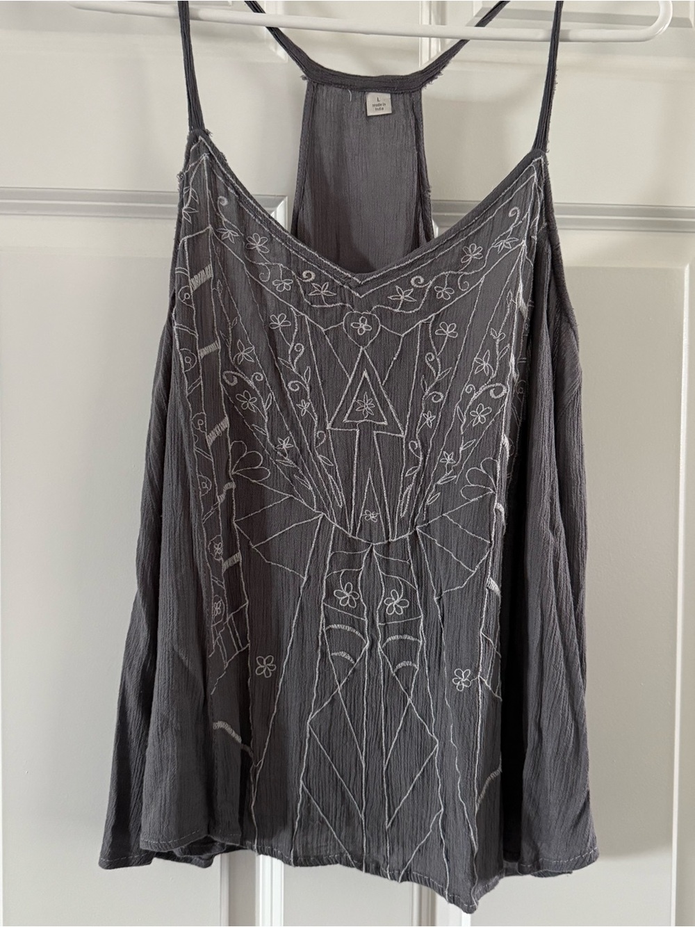 LC Lauren Conrad Charcoal Gray Embroidered Cold-Shoulder Dress